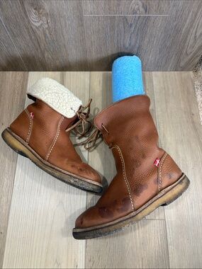 Duckfeet Unisex Århus Wool-lined Pebbled Leather Boots Nut Cognac Camel 39